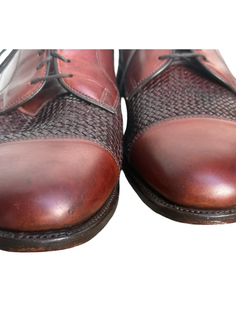 Allen Edmonds Men’s Dress Shoes Lauderdale Burgundy Brown Leather Woven SZ 10.5D